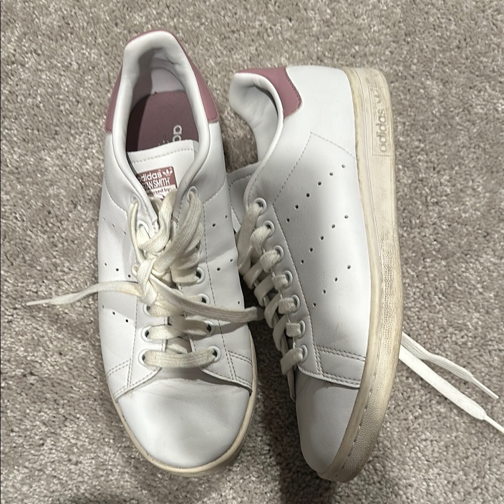 Adidas Women's White and Pink Sneakers